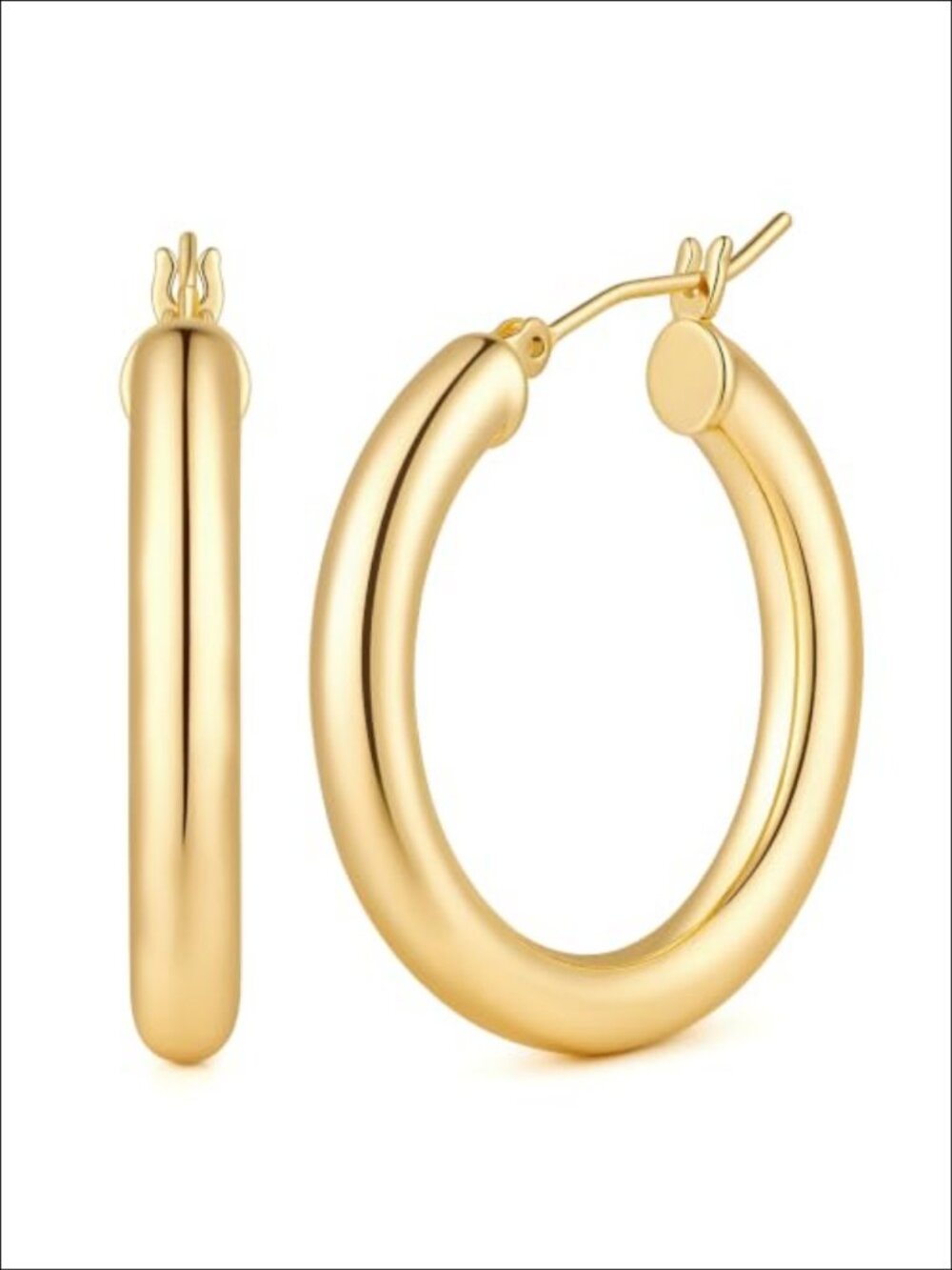 14K Gold Plated Hoop Earrings Latch Back 50mm Everyday